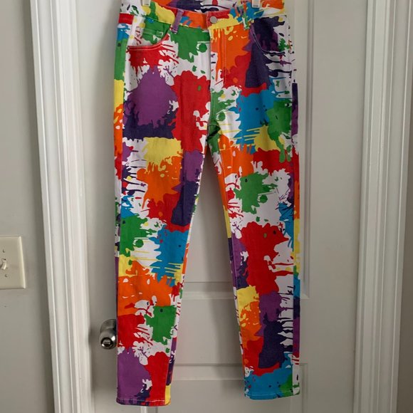 SHEIN Pants - SHEIN Splash Rainbow Paint pants size s